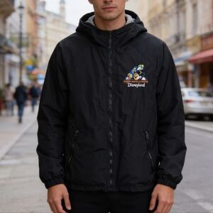 Disney Black Zip Up Jacket Size S MickeyMouse Disneyland Lightweight Windbreaker